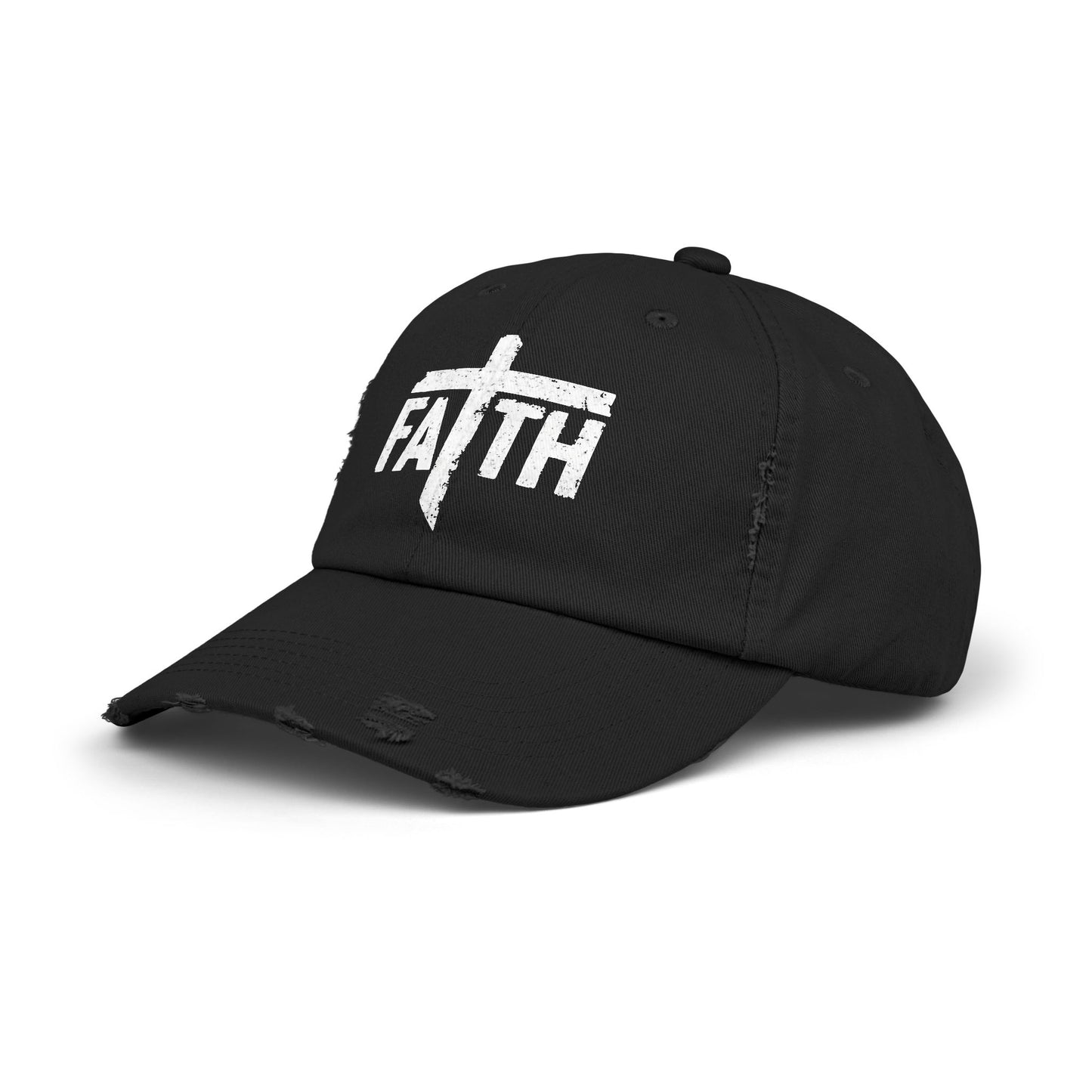 Faith Distressed Cap - Unisex, Casual Wear, Gift for Believers, Christian Accessory, Inspirational Hat, Everyday Style
