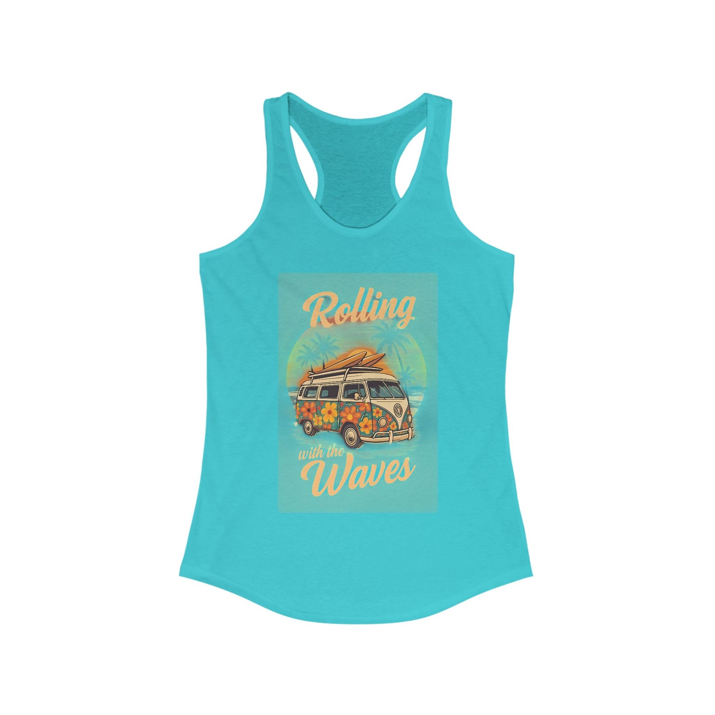 Beach Vibes Tank Top - 'Rolling with the Waves', Summer Shirt, Beachwear, Vacation Top, Gift for Surfers