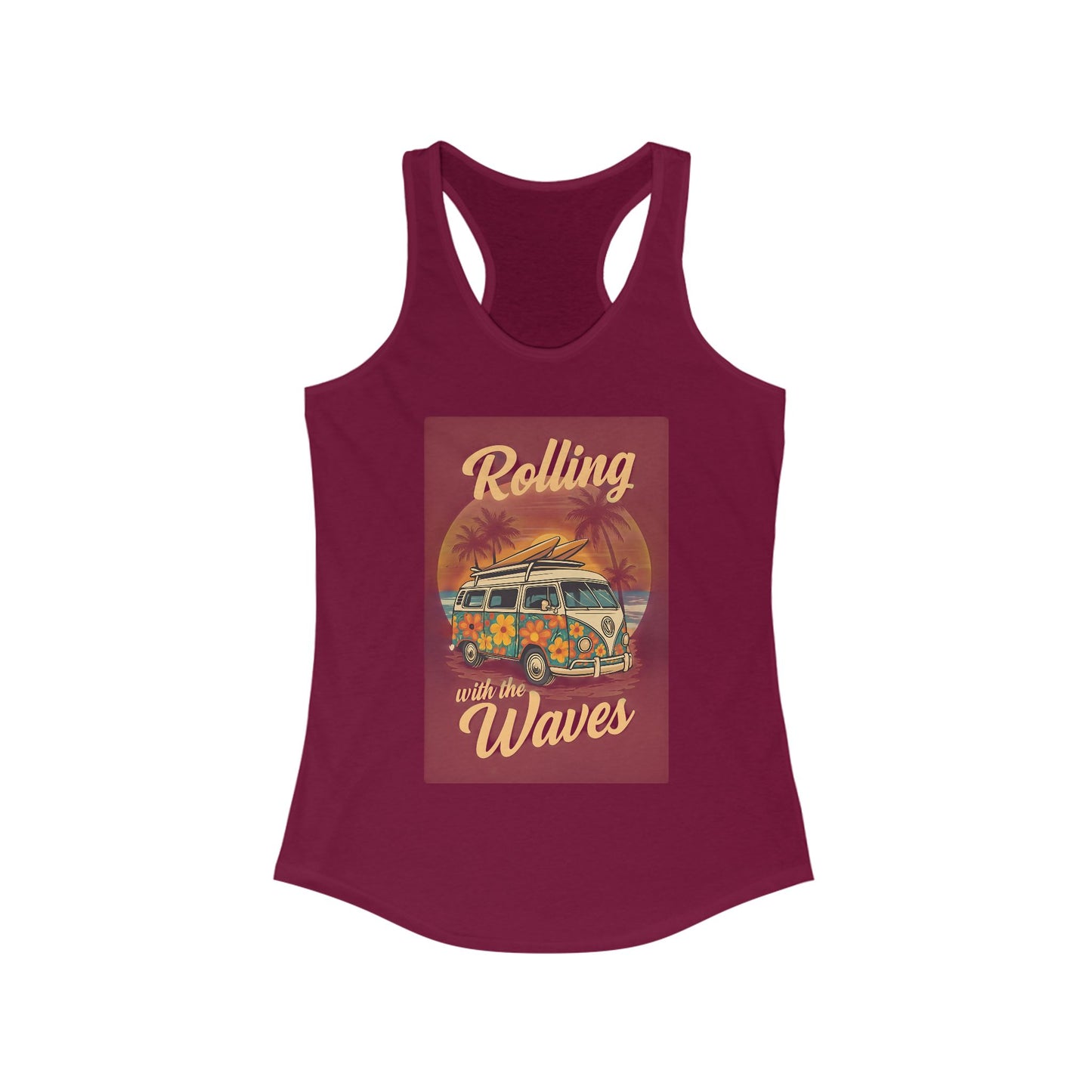Beach Vibes Tank Top - 'Rolling with the Waves', Summer Shirt, Beachwear, Vacation Top, Gift for Surfers