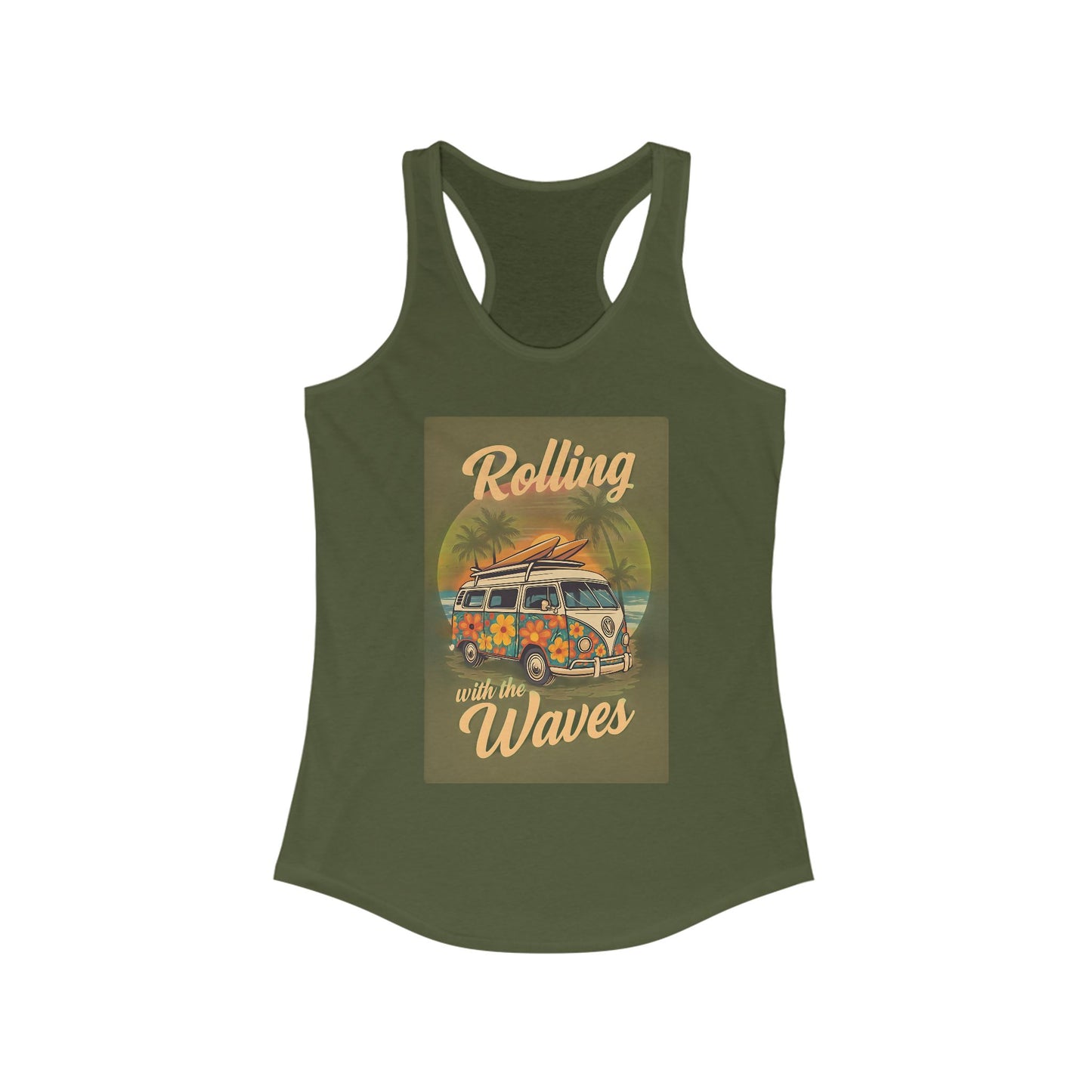 Beach Vibes Tank Top - 'Rolling with the Waves', Summer Shirt, Beachwear, Vacation Top, Gift for Surfers