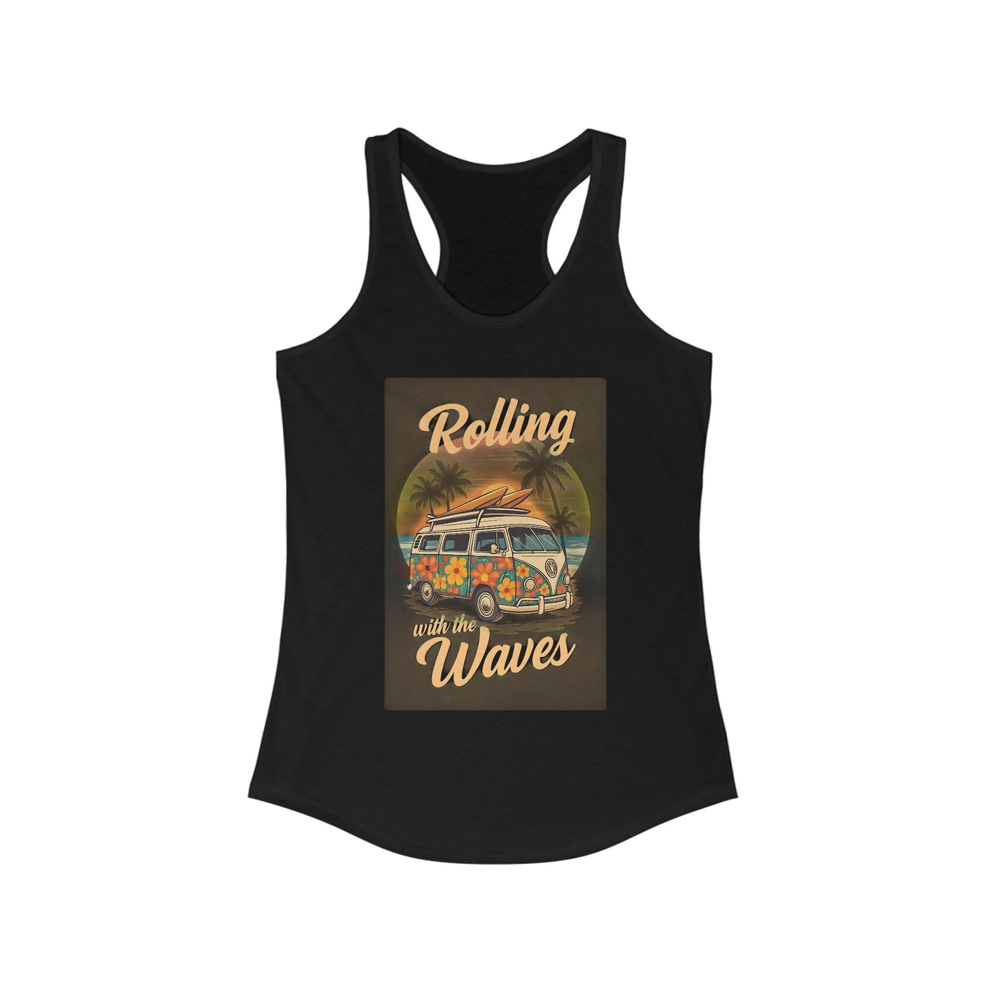 Beach Vibes Tank Top - 'Rolling with the Waves', Summer Shirt, Beachwear, Vacation Top, Gift for Surfers