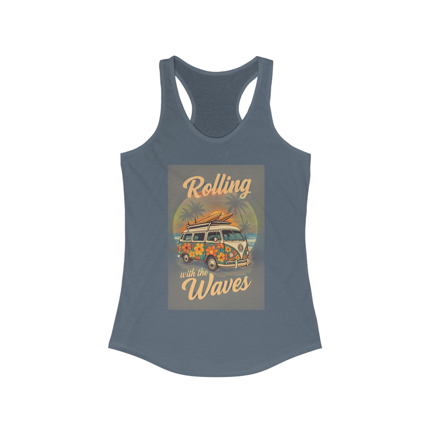 Beach Vibes Tank Top - 'Rolling with the Waves', Summer Shirt, Beachwear, Vacation Top, Gift for Surfers