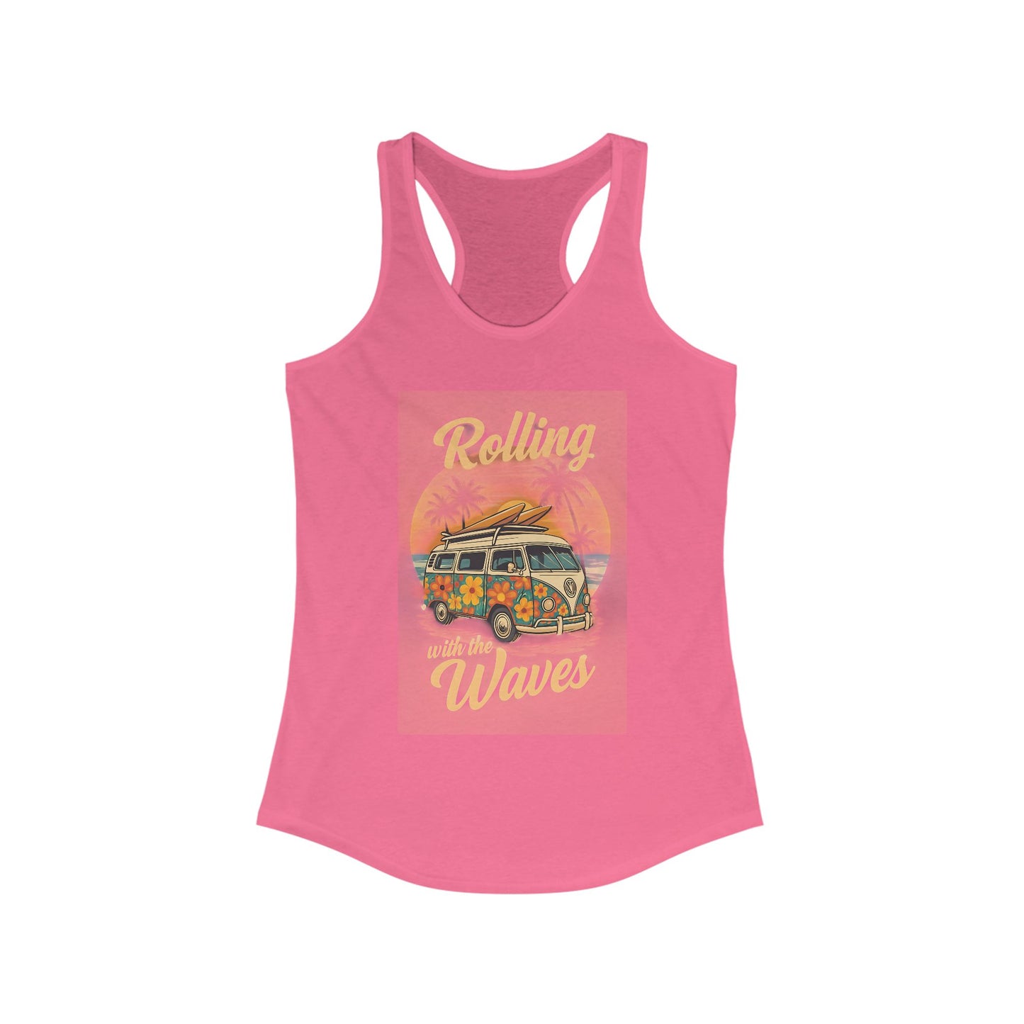 Beach Vibes Tank Top - 'Rolling with the Waves', Summer Shirt, Beachwear, Vacation Top, Gift for Surfers