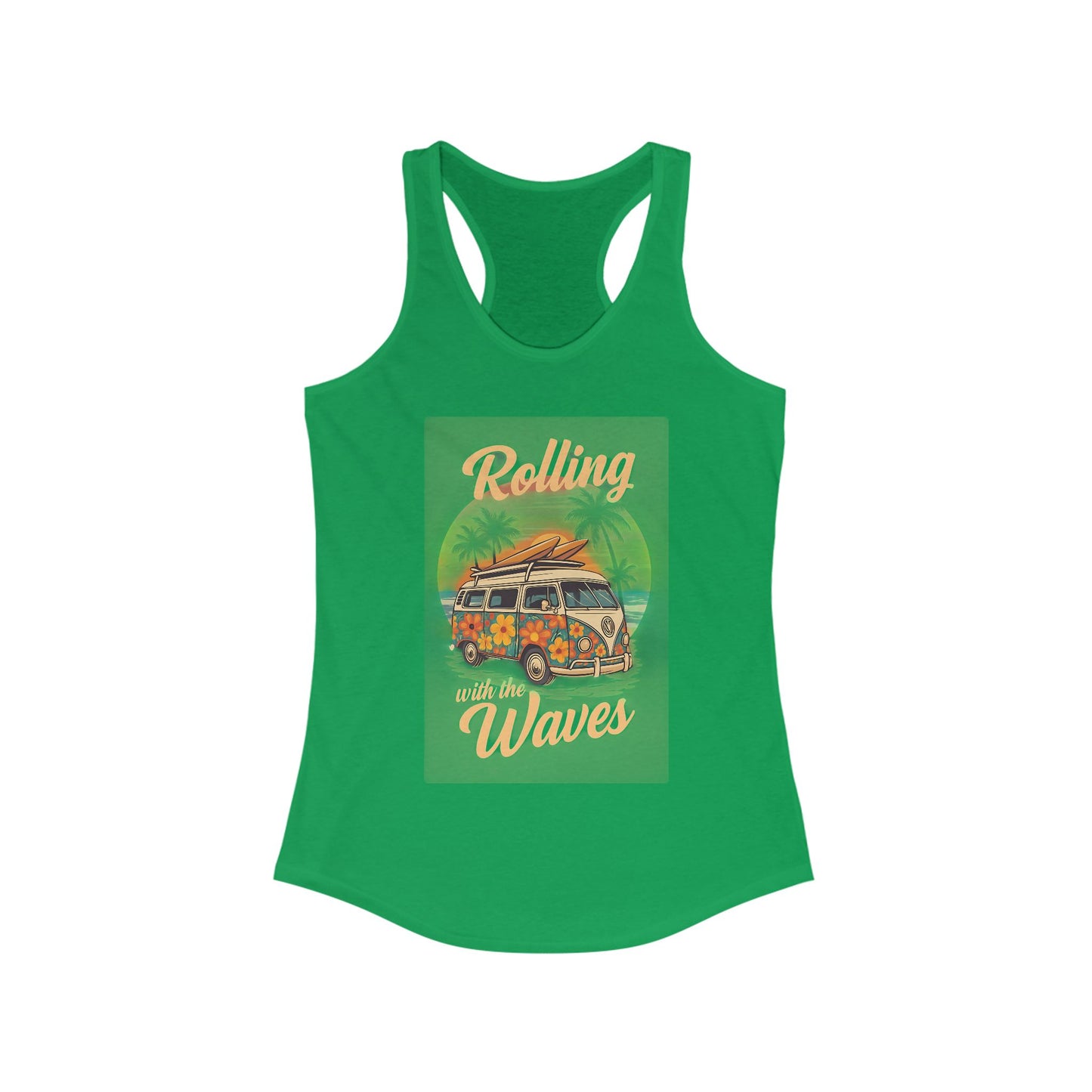 Beach Vibes Tank Top - 'Rolling with the Waves', Summer Shirt, Beachwear, Vacation Top, Gift for Surfers