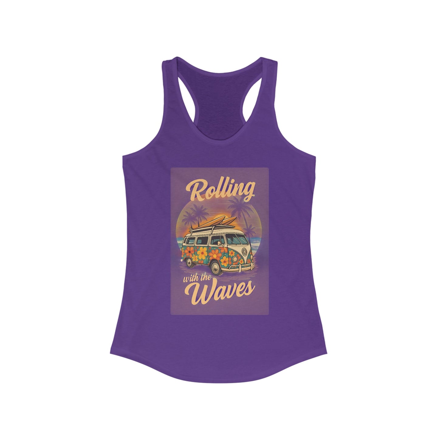 Beach Vibes Tank Top - 'Rolling with the Waves', Summer Shirt, Beachwear, Vacation Top, Gift for Surfers