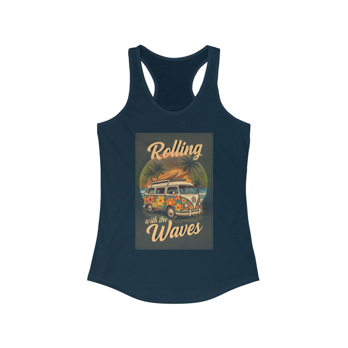 Beach Vibes Tank Top - 'Rolling with the Waves', Summer Shirt, Beachwear, Vacation Top, Gift for Surfers