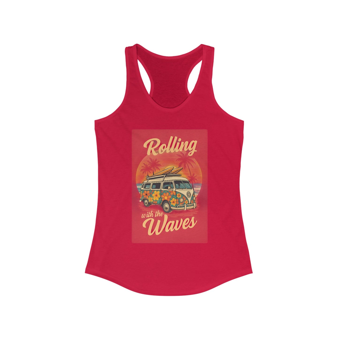 Beach Vibes Tank Top - 'Rolling with the Waves', Summer Shirt, Beachwear, Vacation Top, Gift for Surfers