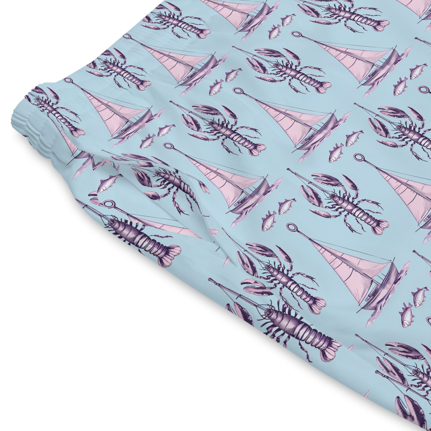 Lobster Print Beach Shorts, Summer Swimwear, Vacation Essentials, Men's Casual Shorts, Nautical Theme Swim Trunks