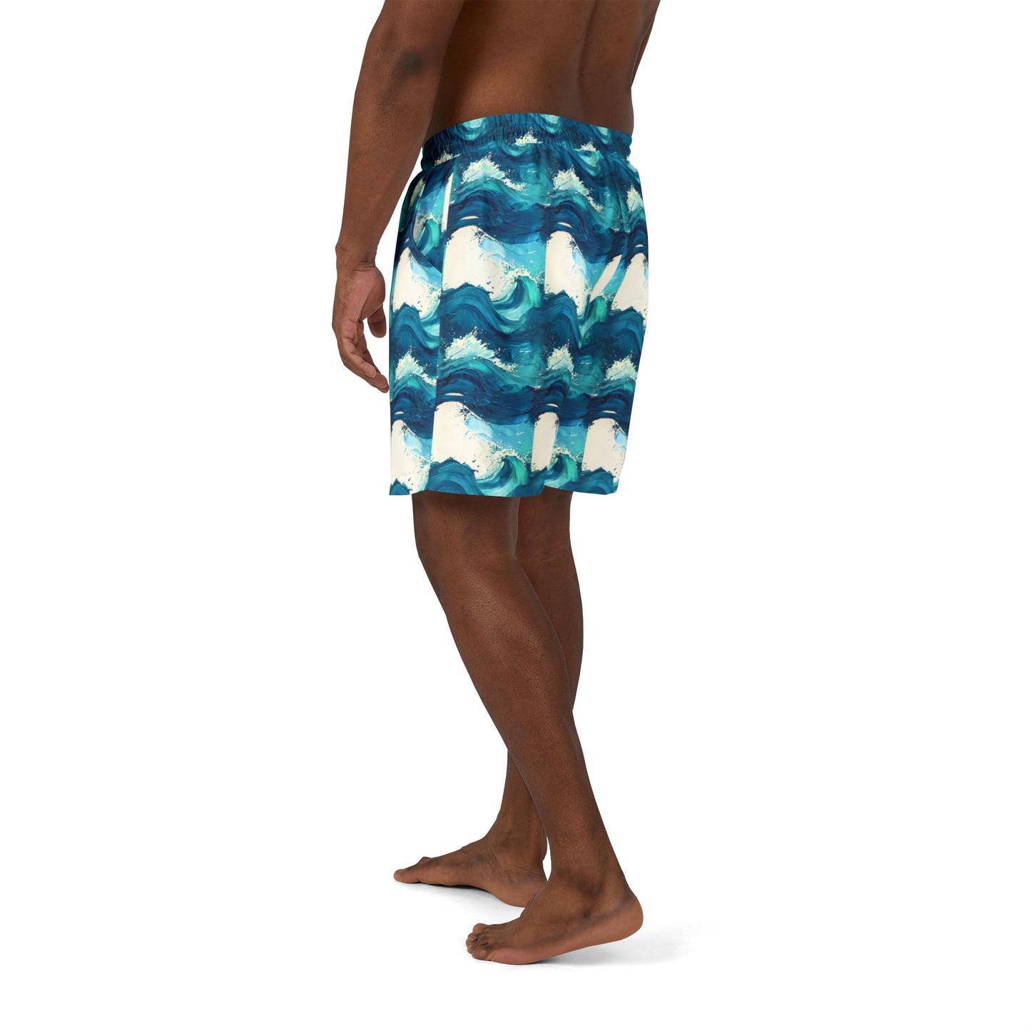 Ocean Wave Print Unisex Swim Shorts, Beachwear, Summer Essentials, Men’s Swim Trunks, Vacation Outfit, Poolside Fun