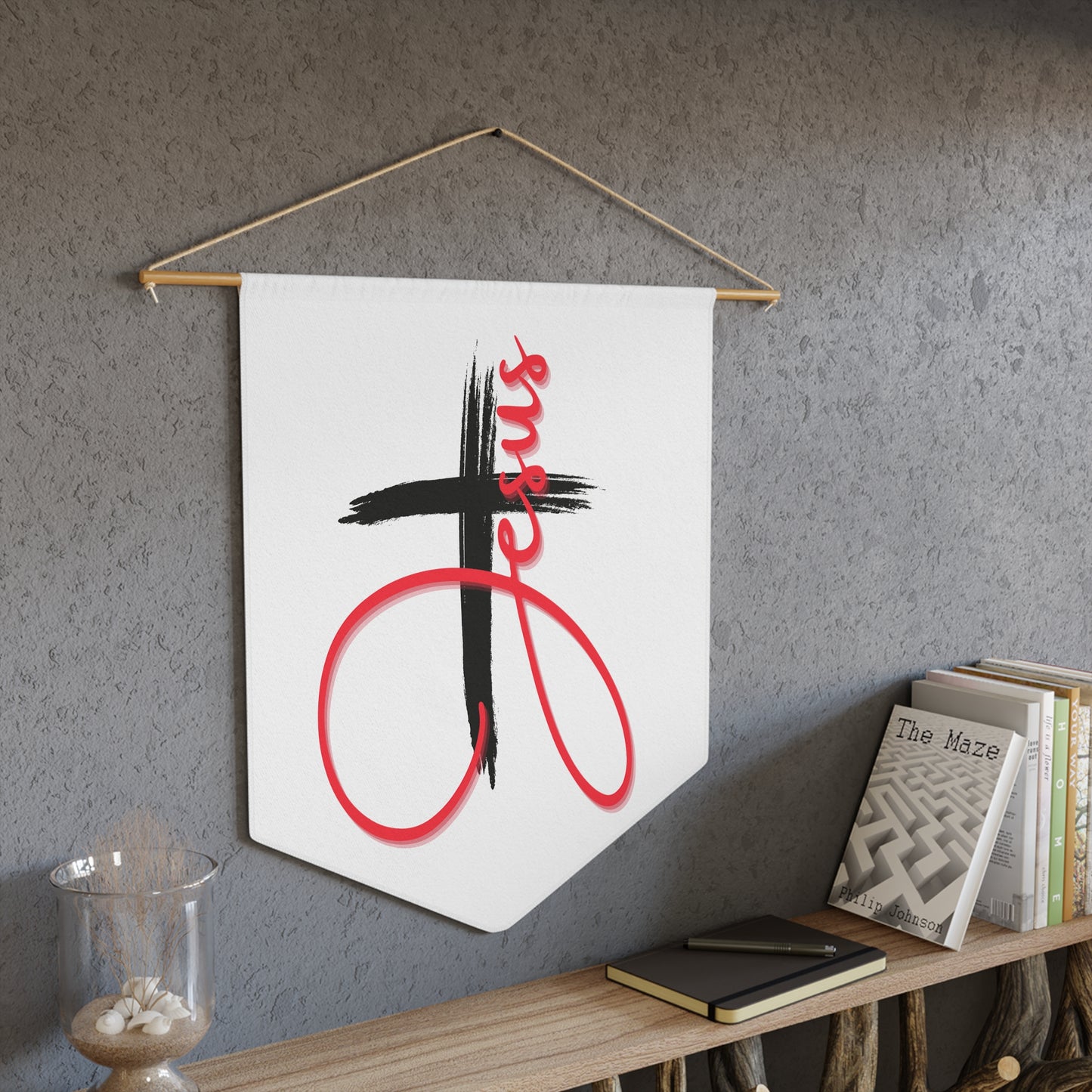 Christian Wall Pennant, Inspirational Faith Decor, Jesus Home Accents, Meaningful Religious Gift, Church Wall Hanging