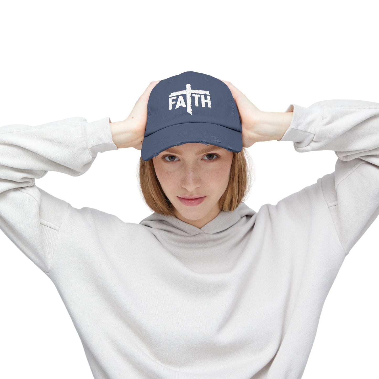 Faith Distressed Cap - Unisex, Casual Wear, Gift for Believers, Christian Accessory, Inspirational Hat, Everyday Style