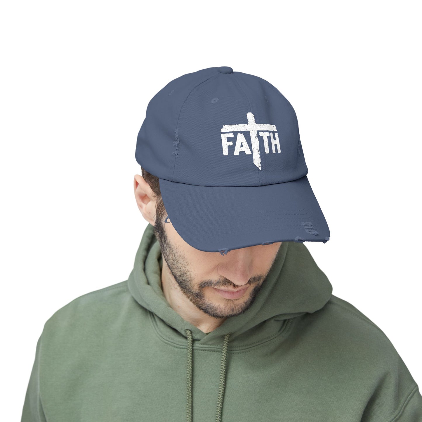 Faith Distressed Cap - Unisex, Casual Wear, Gift for Believers, Christian Accessory, Inspirational Hat, Everyday Style