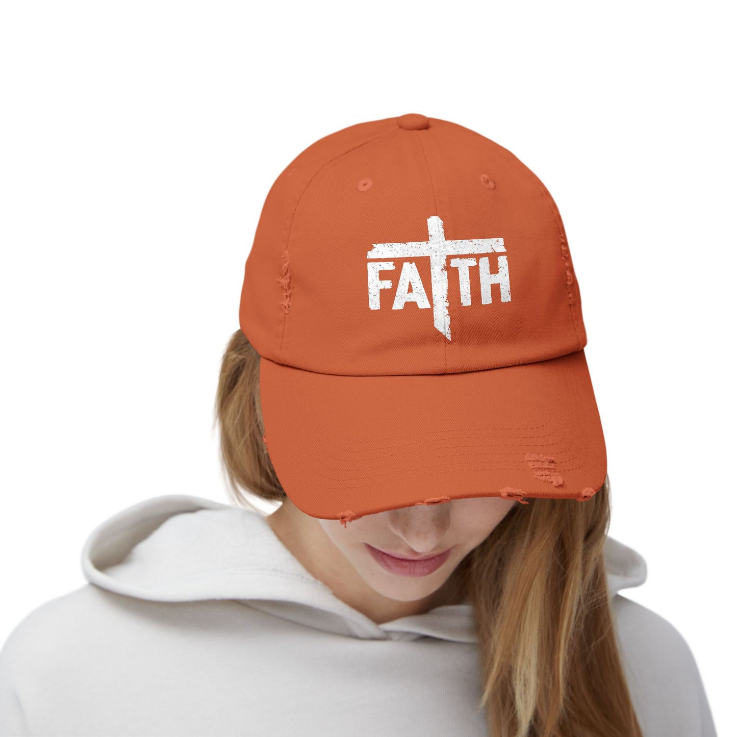 Faith Distressed Cap - Unisex, Casual Wear, Gift for Believers, Christian Accessory, Inspirational Hat, Everyday Style