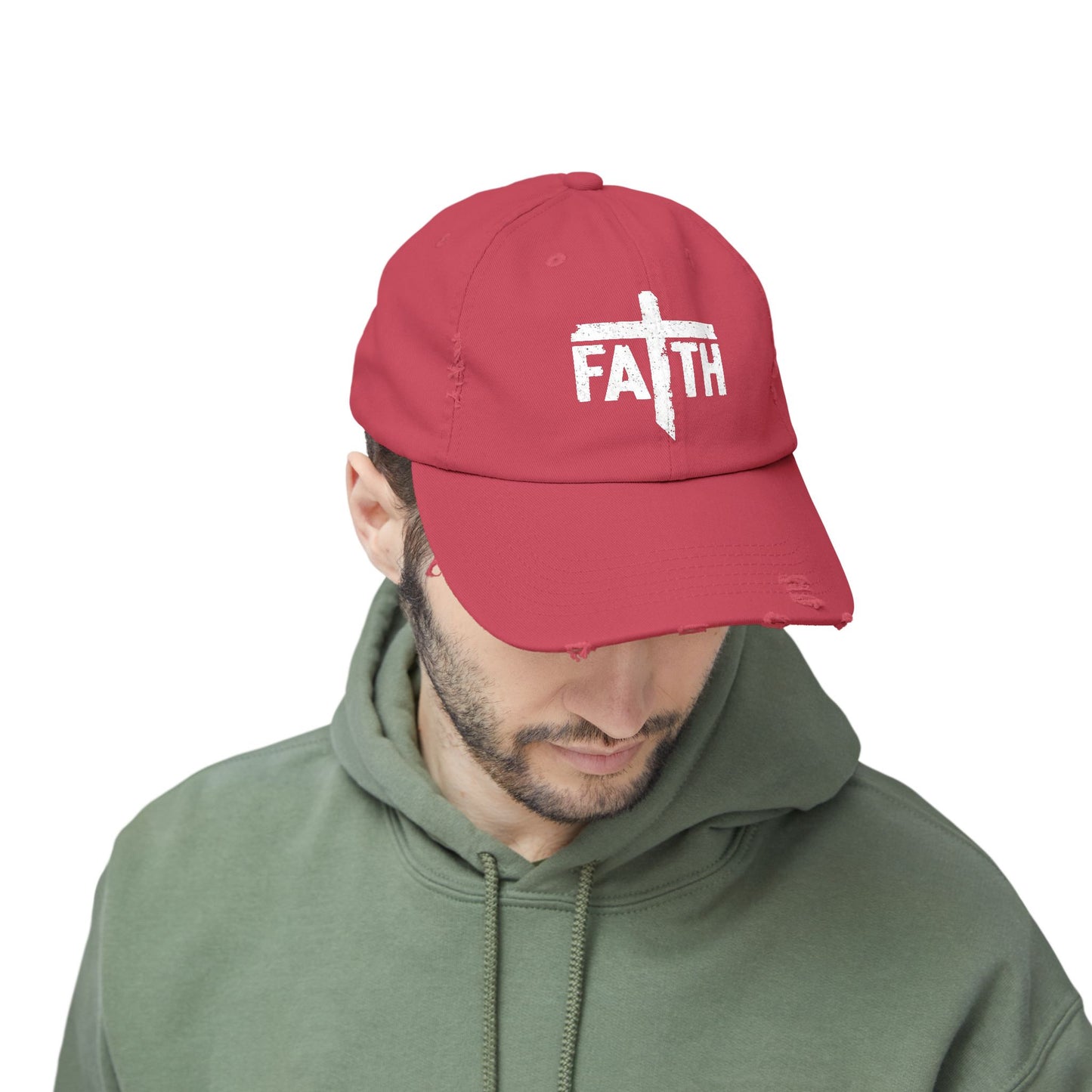 Faith Distressed Cap - Unisex, Casual Wear, Gift for Believers, Christian Accessory, Inspirational Hat, Everyday Style