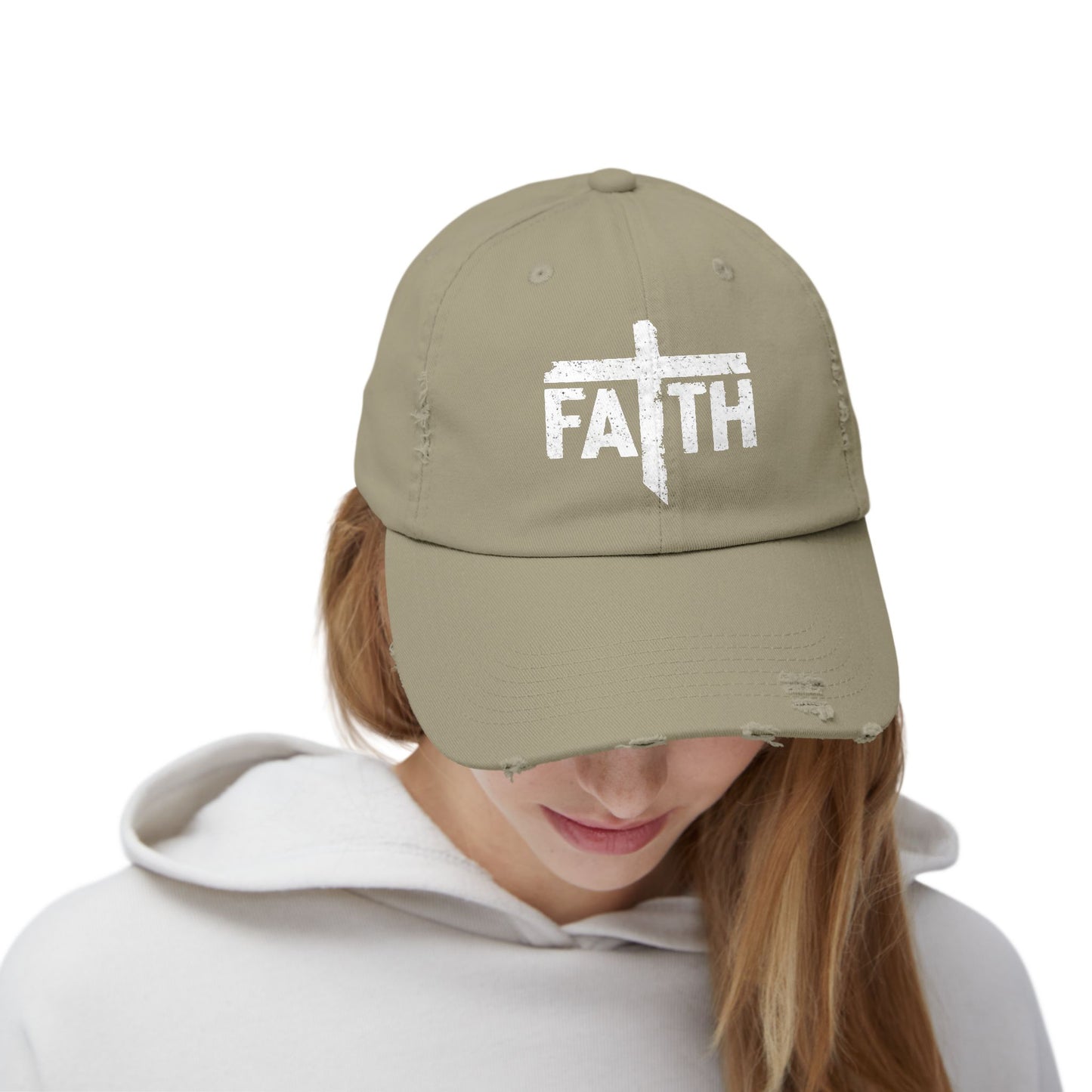 Faith Distressed Cap - Unisex, Casual Wear, Gift for Believers, Christian Accessory, Inspirational Hat, Everyday Style