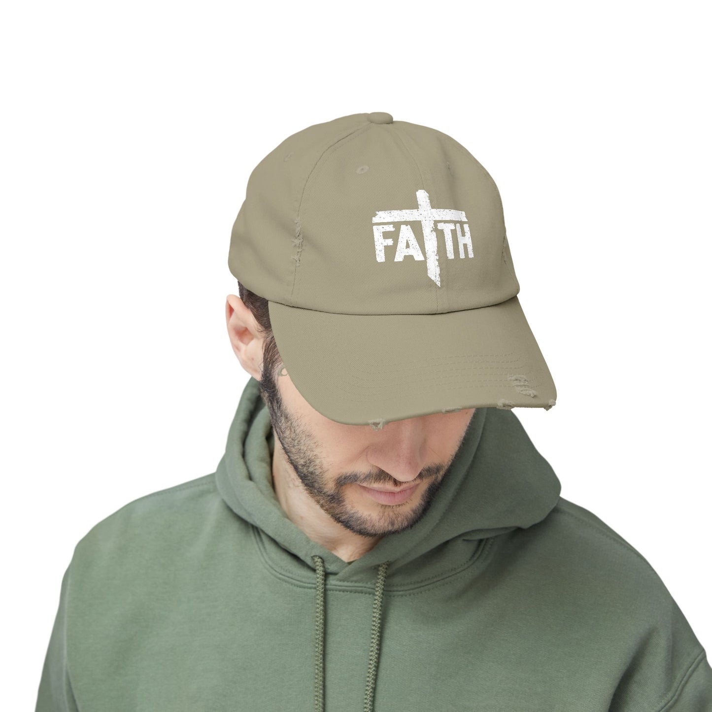 Faith Distressed Cap - Unisex, Casual Wear, Gift for Believers, Christian Accessory, Inspirational Hat, Everyday Style