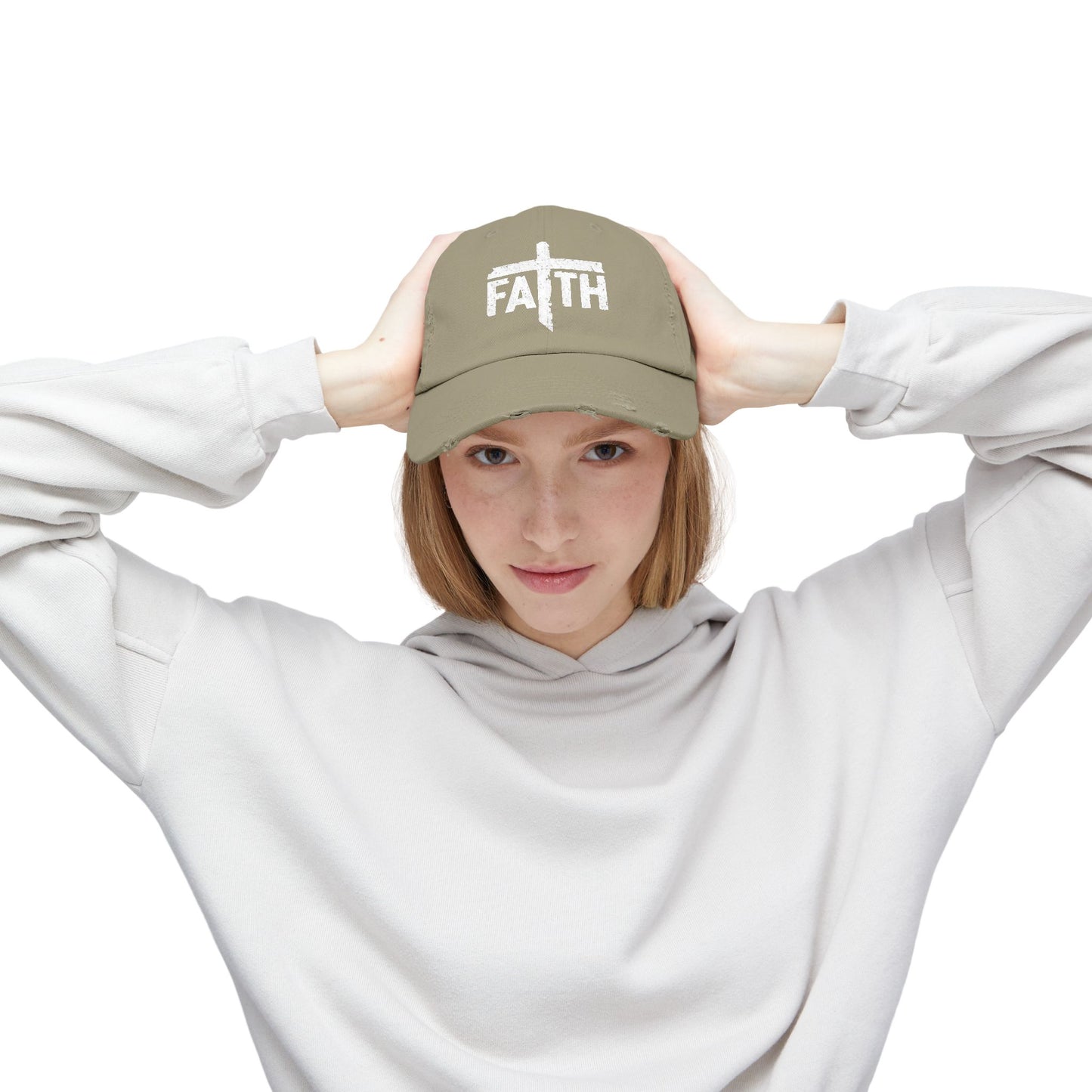 Faith Distressed Cap - Unisex, Casual Wear, Gift for Believers, Christian Accessory, Inspirational Hat, Everyday Style
