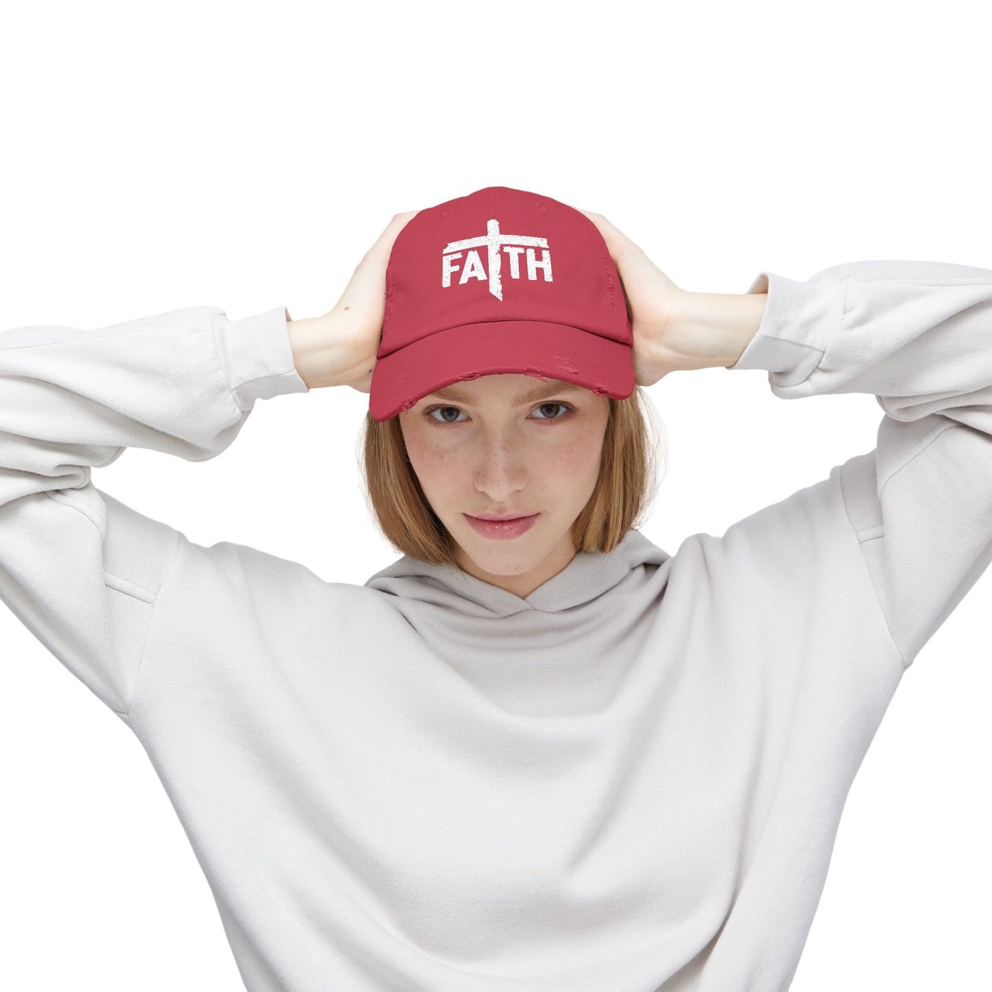 Faith Distressed Cap - Unisex, Casual Wear, Gift for Believers, Christian Accessory, Inspirational Hat, Everyday Style