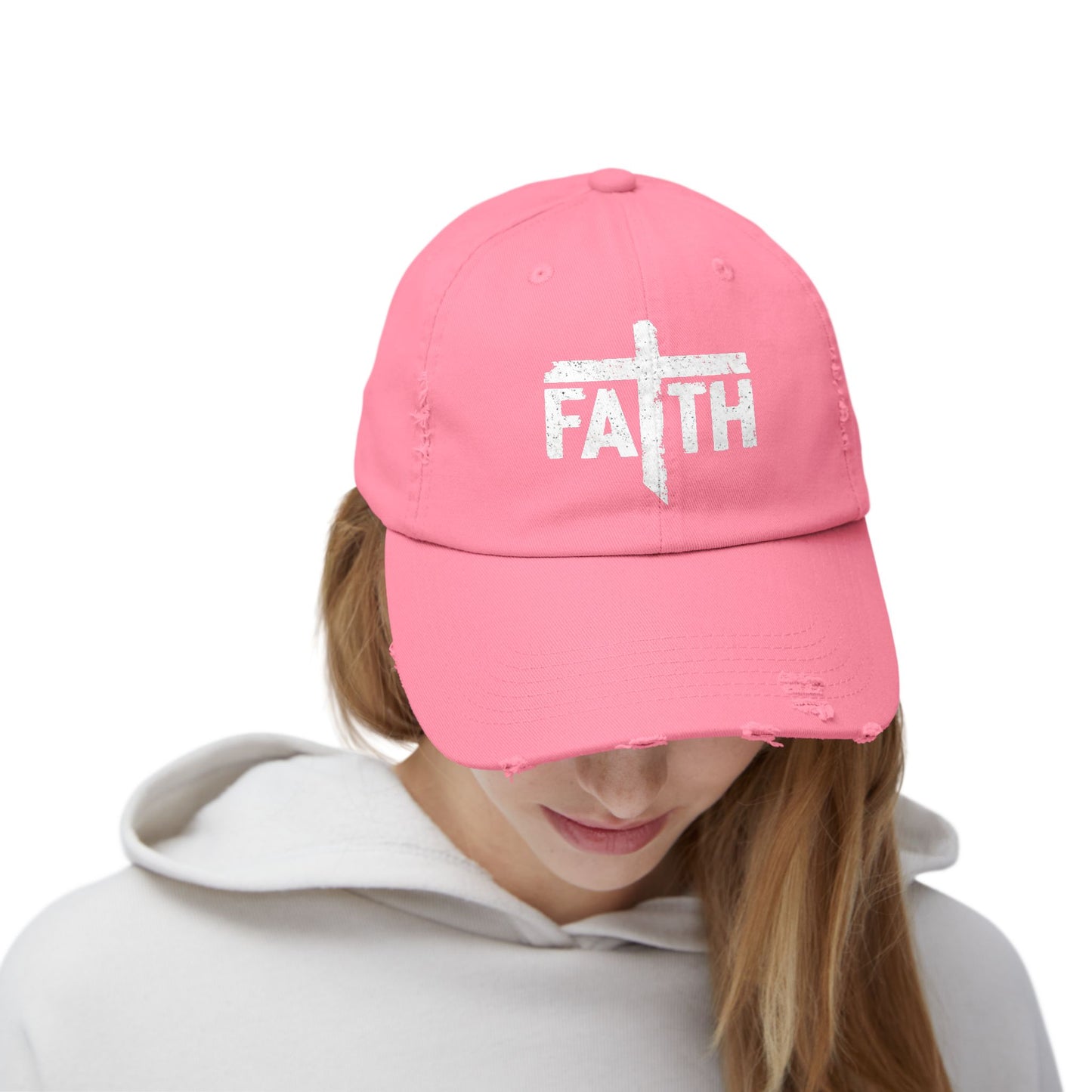 Faith Distressed Cap - Unisex, Casual Wear, Gift for Believers, Christian Accessory, Inspirational Hat, Everyday Style
