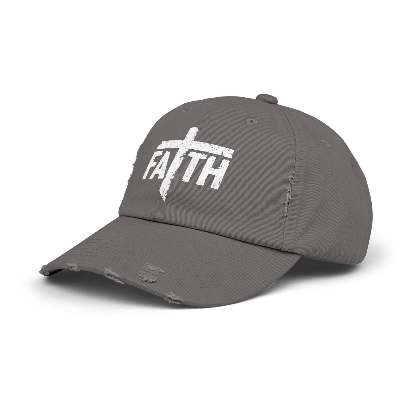 Faith Distressed Cap - Unisex, Casual Wear, Gift for Believers, Christian Accessory, Inspirational Hat, Everyday Style