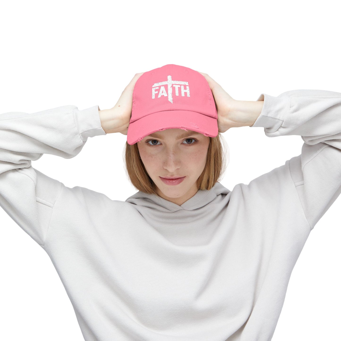 Faith Distressed Cap - Unisex, Casual Wear, Gift for Believers, Christian Accessory, Inspirational Hat, Everyday Style