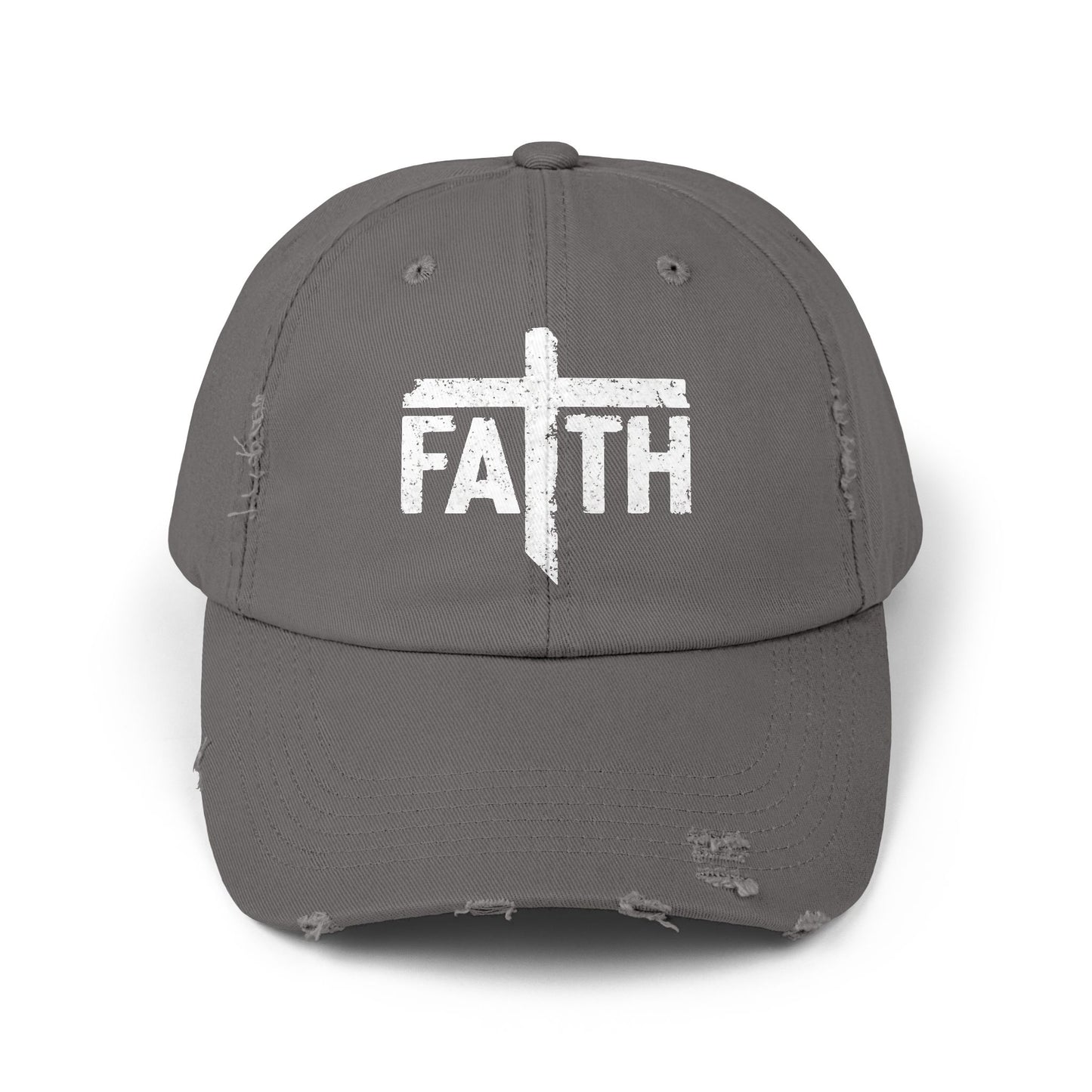 Faith Distressed Cap - Unisex, Casual Wear, Gift for Believers, Christian Accessory, Inspirational Hat, Everyday Style