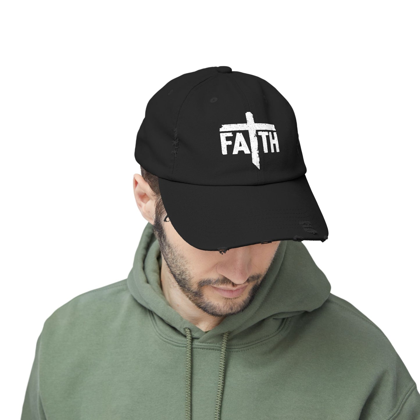 Faith Distressed Cap - Unisex, Casual Wear, Gift for Believers, Christian Accessory, Inspirational Hat, Everyday Style