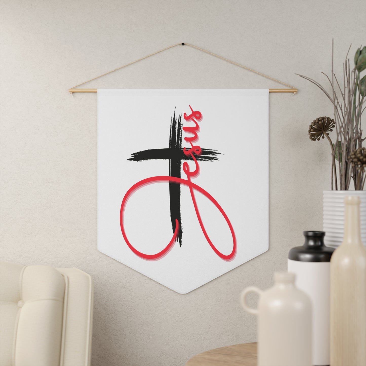 Christian Wall Pennant, Inspirational Faith Decor, Jesus Home Accents, Meaningful Religious Gift, Church Wall Hanging
