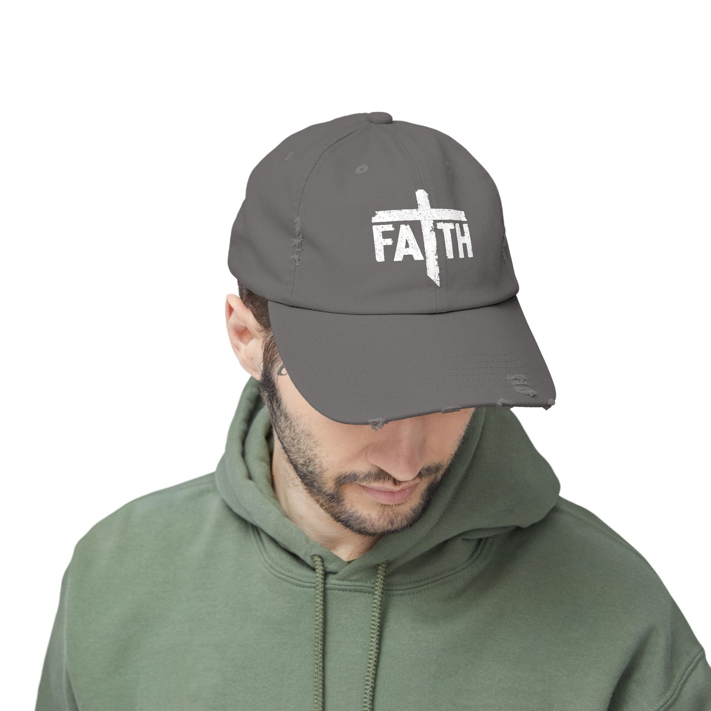 Faith Distressed Cap - Unisex, Casual Wear, Gift for Believers, Christian Accessory, Inspirational Hat, Everyday Style