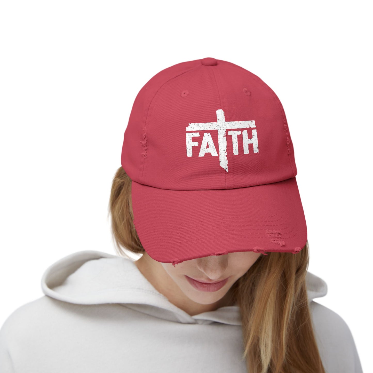 Faith Distressed Cap - Unisex, Casual Wear, Gift for Believers, Christian Accessory, Inspirational Hat, Everyday Style