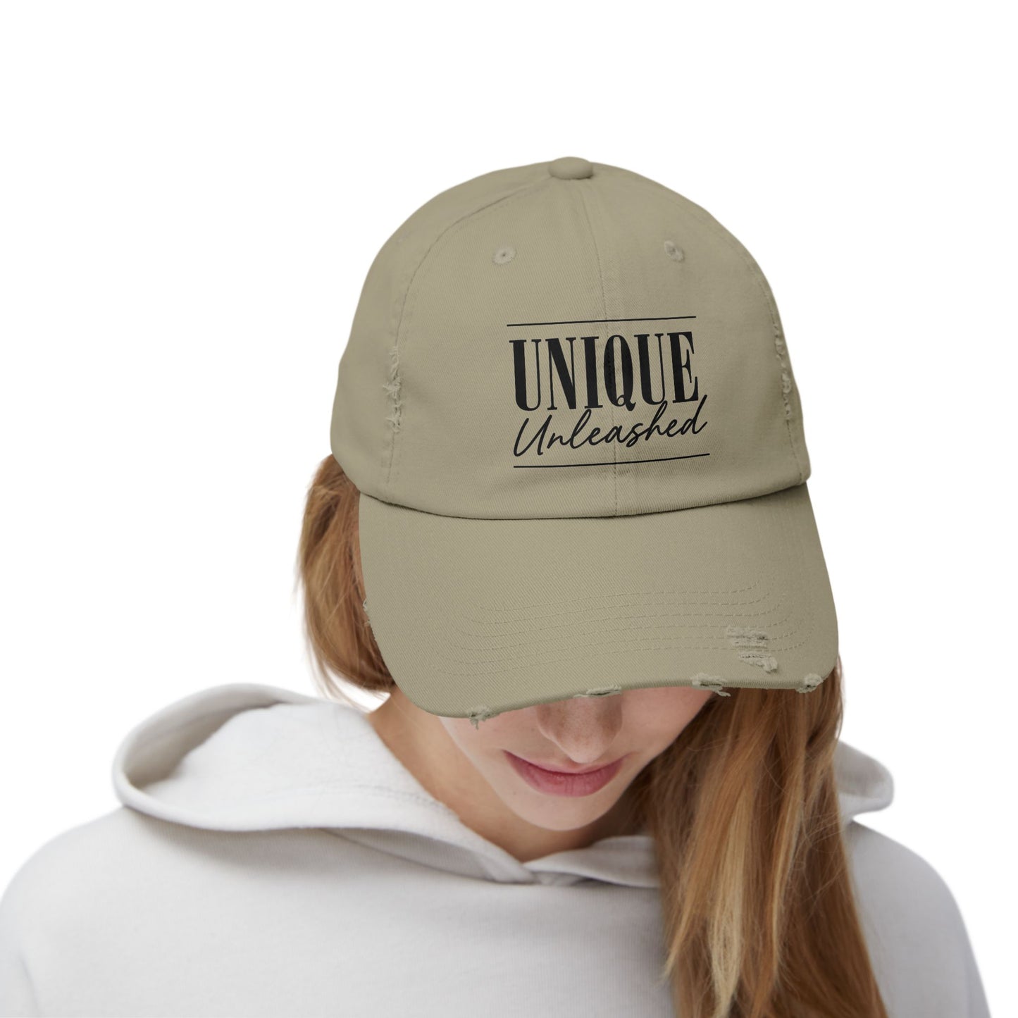 Unisex Distressed Cap with 'Unique Unleashed' Design, Trendy Hat for Casual Outings, Gifts for Friends and Family, Perfect for Summer [...]