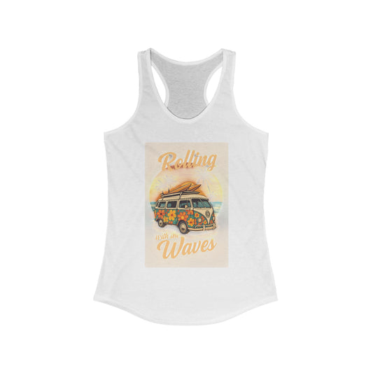 Beach Vibes Tank Top - 'Rolling with the Waves', Summer Shirt, Beachwear, Vacation Top, Gift for Surfers