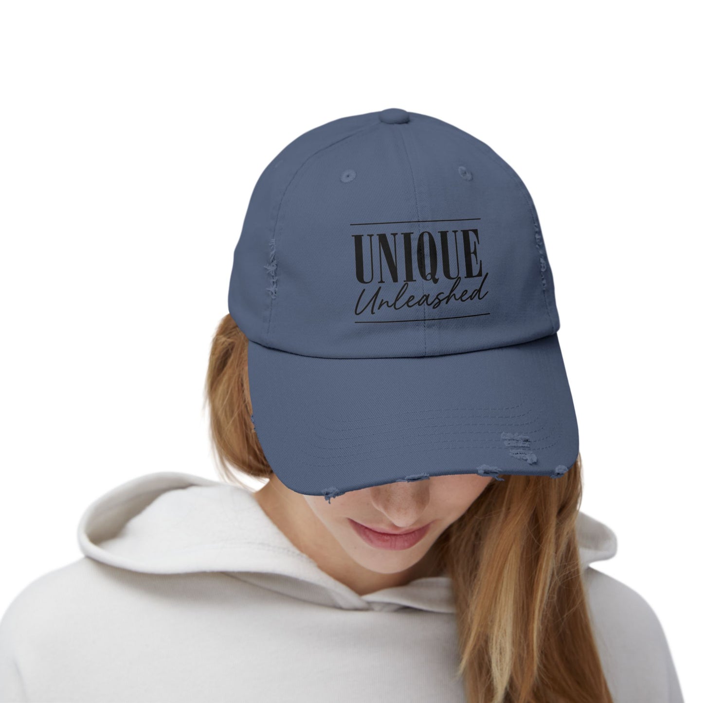 Unisex Distressed Cap with 'Unique Unleashed' Design, Trendy Hat for Casual Outings, Gifts for Friends and Family, Perfect for Summer [...]