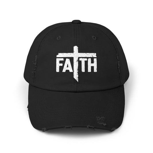 Faith Distressed Cap - Unisex, Casual Wear, Gift for Believers, Christian Accessory, Inspirational Hat, Everyday Style