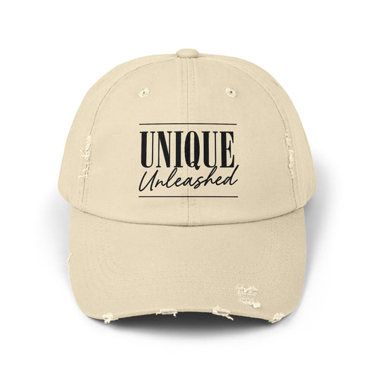 Unisex Distressed Cap with 'Unique Unleashed' Design, Trendy Hat for Casual Outings, Gifts for Friends and Family, Perfect for Summer [...]