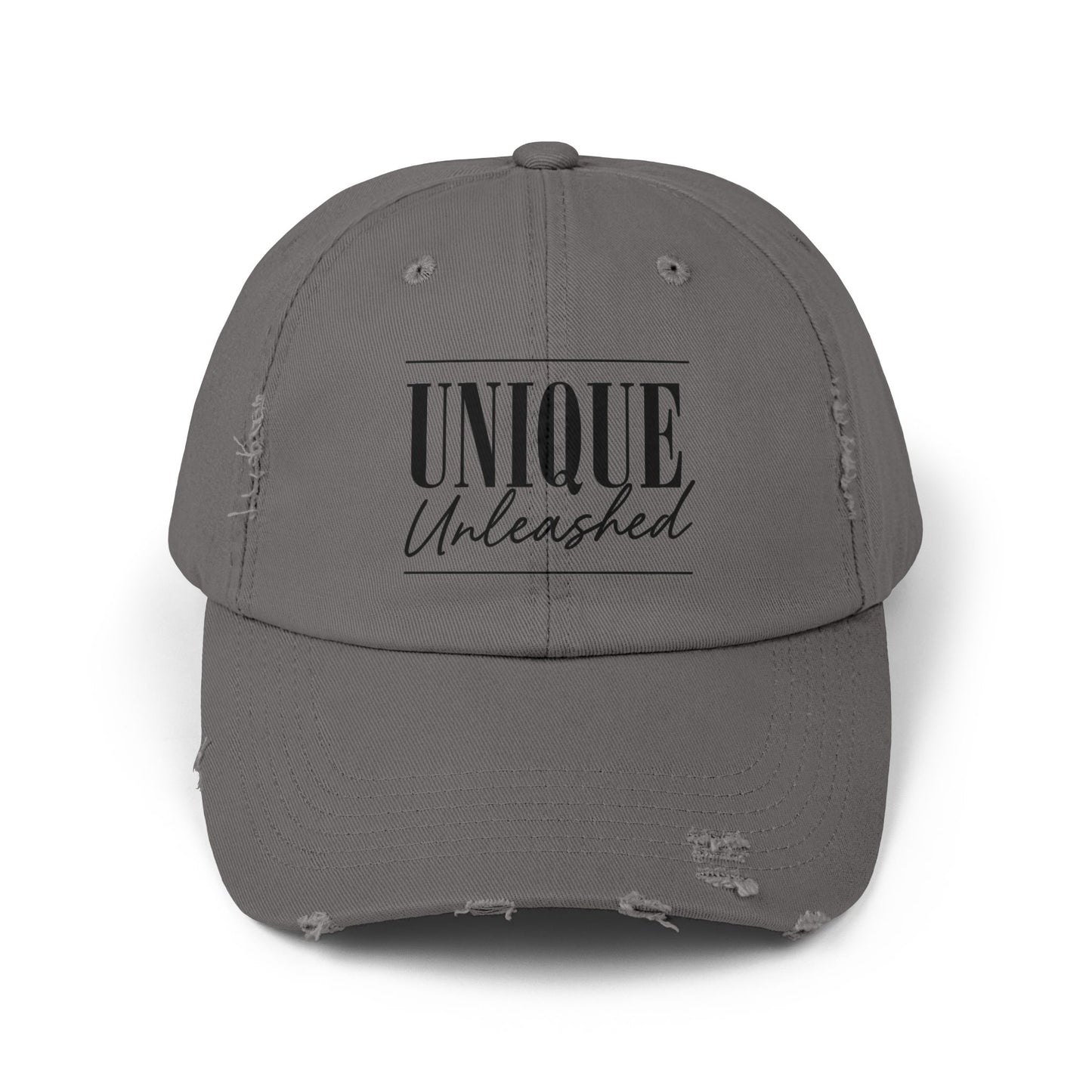 Unisex Distressed Cap with 'Unique Unleashed' Design, Trendy Hat for Casual Outings, Gifts for Friends and Family, Perfect for Summer [...]